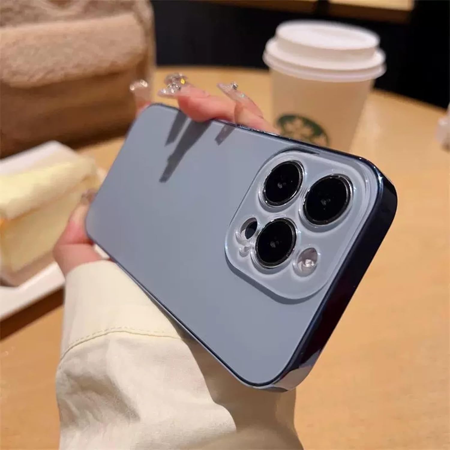 Electroplated Matte Acrylic Tempered Glass Case for Phone 17 16 15 14 13 12 11 Pro Max, Original Color Plating Phone Case All-Inclusive Ultra-Thin Frosted (far Peak Blue,15)