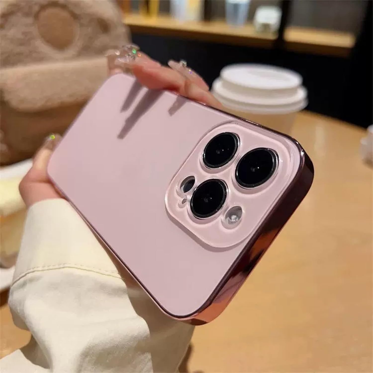 Electroplated Matte Acrylic Tempered Glass Case for Phone 17 16 15 14 13 12 11 Pro Max, Original Color Plating Phone Case All-Inclusive Ultra-Thin Frosted (Girl Pink,15)