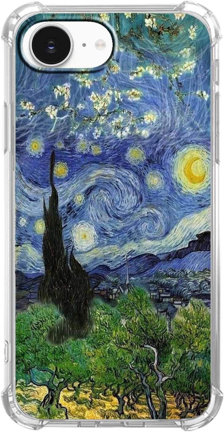 Van Gogh Paintings Case for iPhone 16e,Van Gogh Artworks Collage,Trendy Cool Shockproof Bumper Case for iPhone 16e