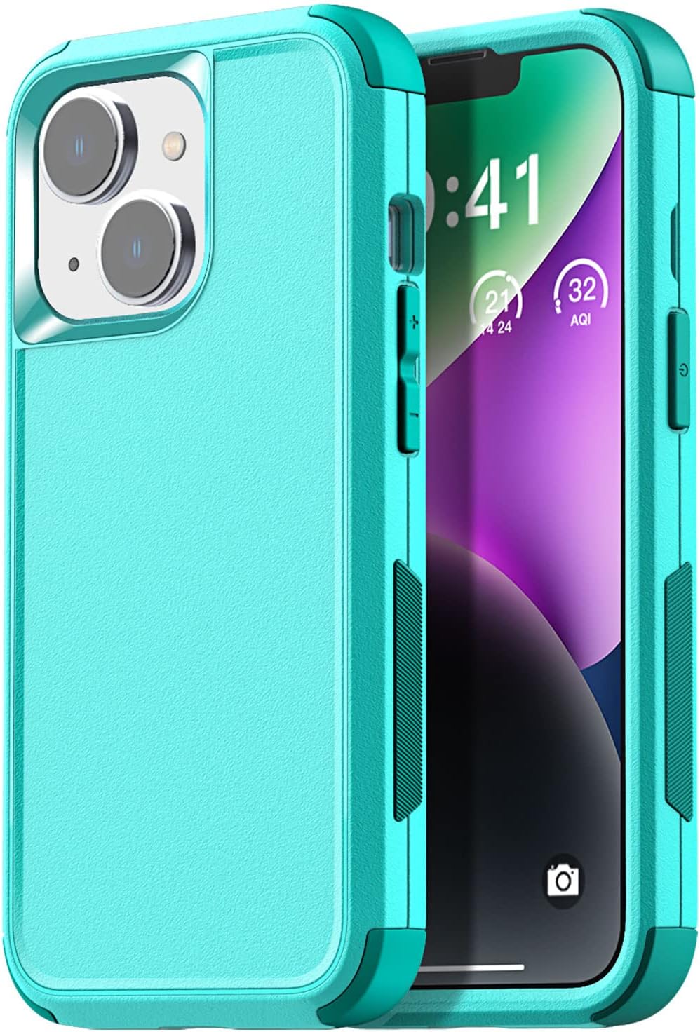 iPhone 14 (6.1") Heavy-Duty 3-Layer Rugged Case - Military Grade Shockproof/Drop/Dust Proof Protection - Teal